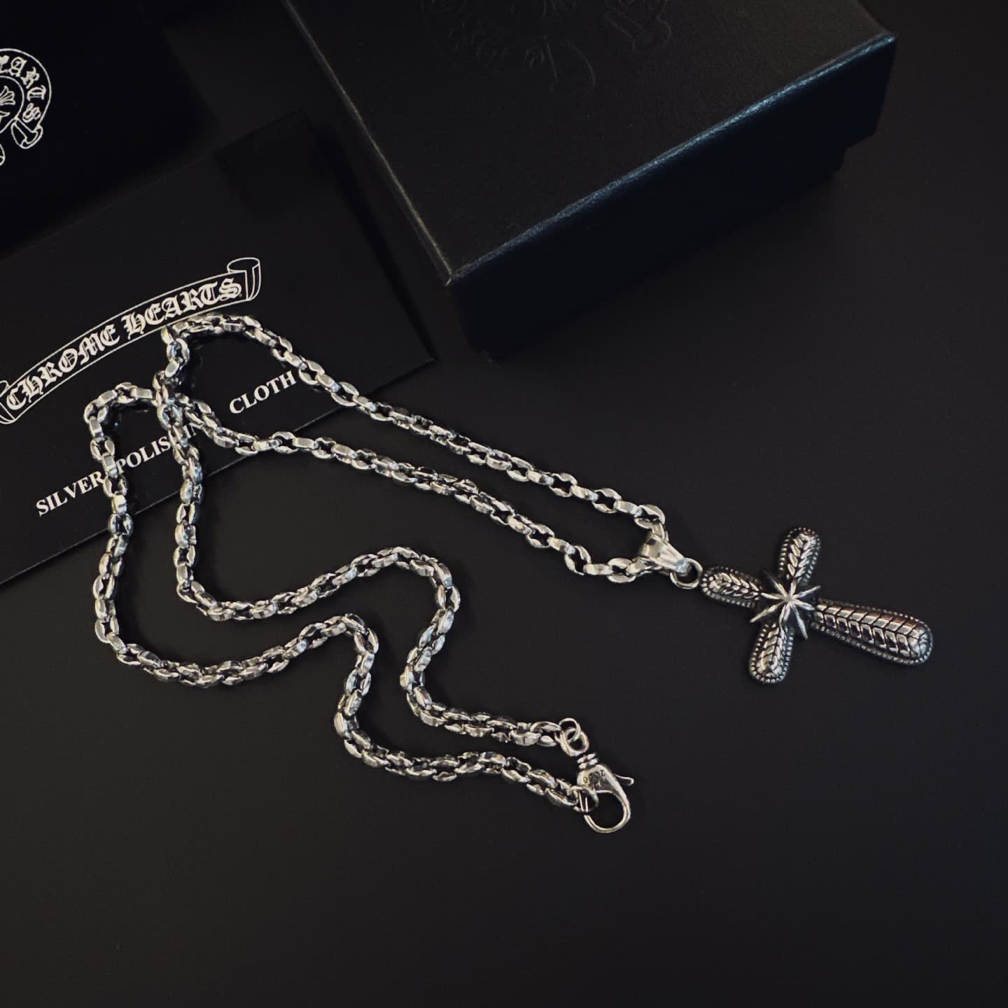 Chrome Hearts Silver Cross Pendant Necklace